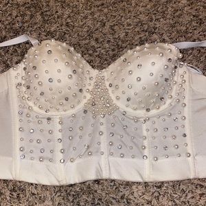 cropped top with pearls